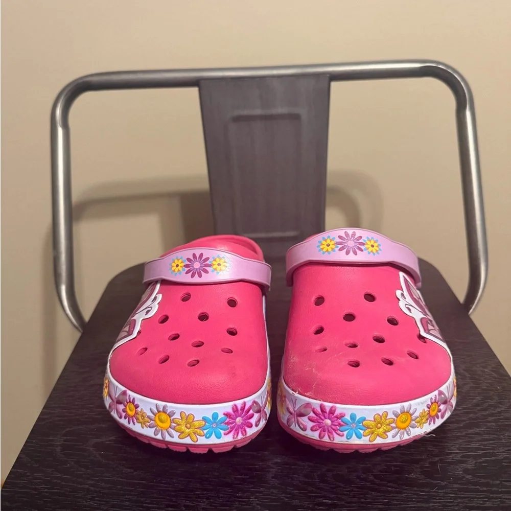 CROCS Kids Pink Floral Butterfly Clogs
